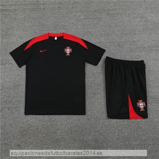 Nuevo Entrenamiento Conjunto Completo Niños Portugal 2024 Negro Rojo Baratas